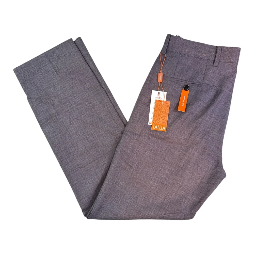 TALLIA Men's Slim-Fit Stretch Wool Blend Suit Dress Pants Berry Purple 30 x 30